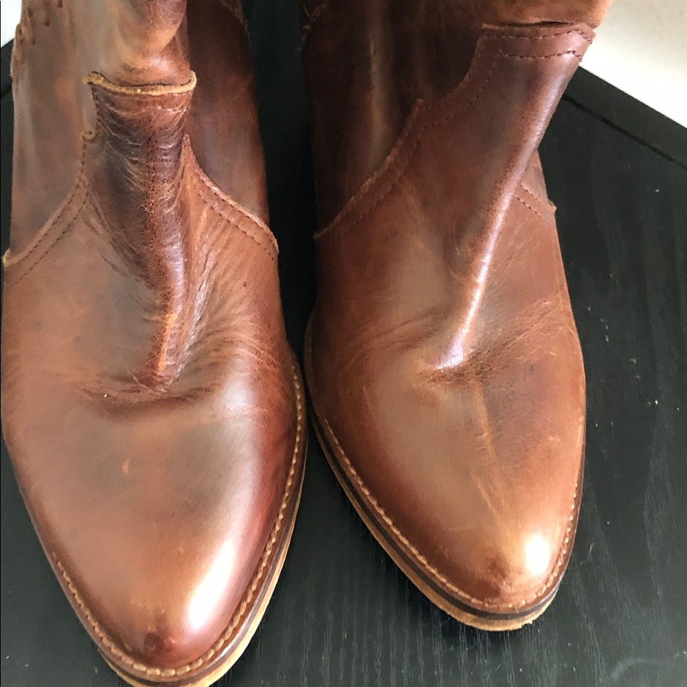 Women's musse & cloud western Brown Leather Western Ankle Boots - Picture 4 of 9